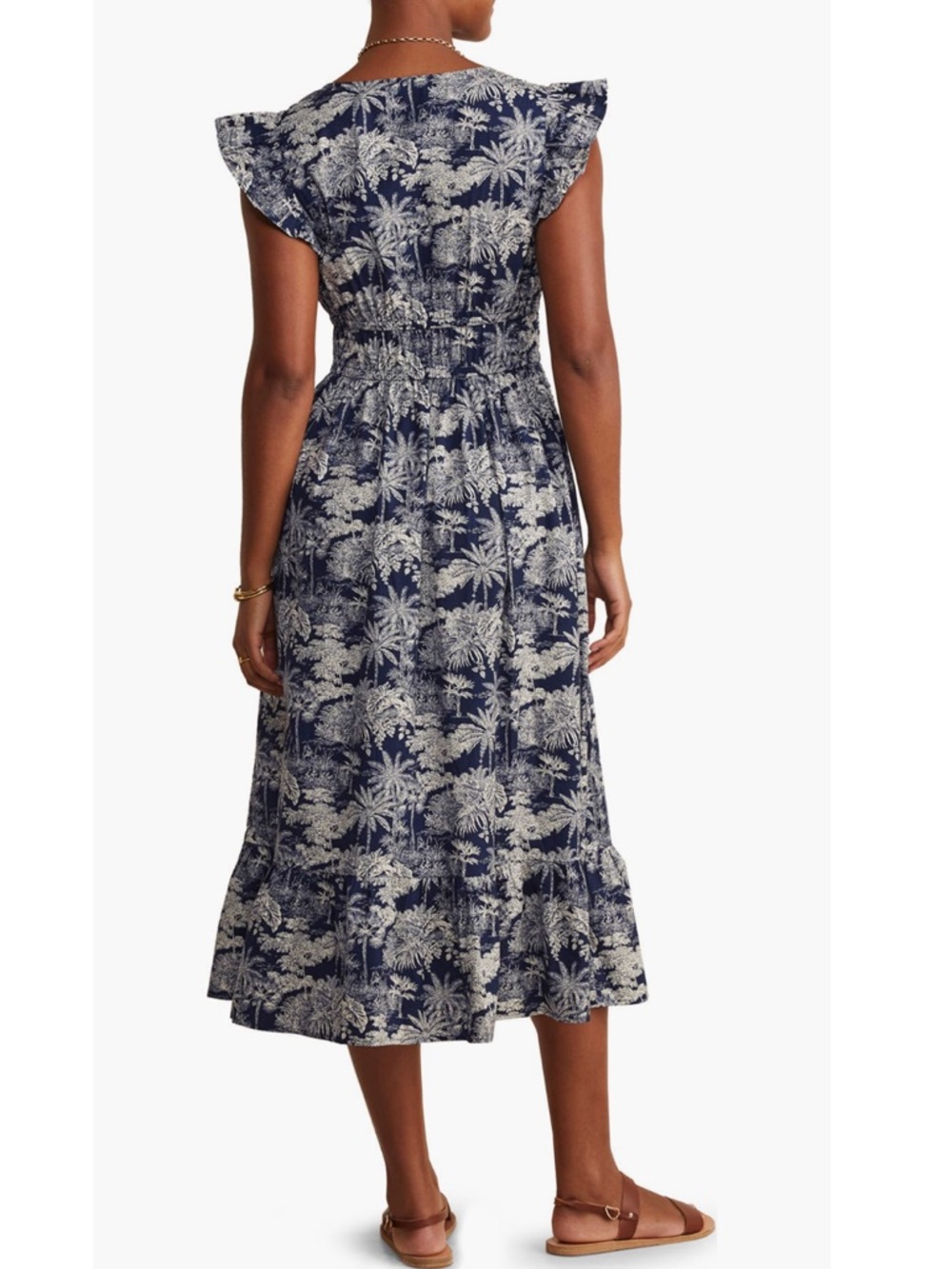 Vineyard Vines Navy and White Tropical Print Midi Dress - Like New - Picture 5 of 13
